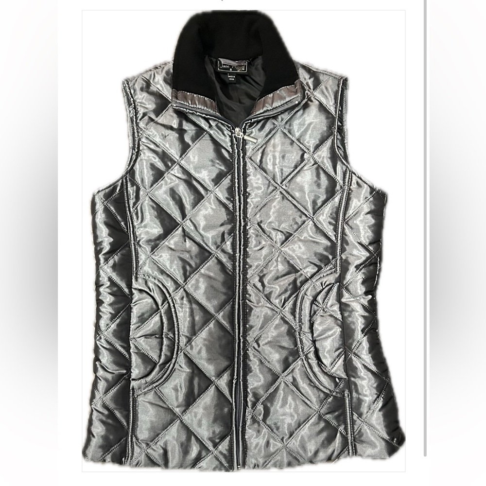 Women's Quilted Silver Vest Sz S